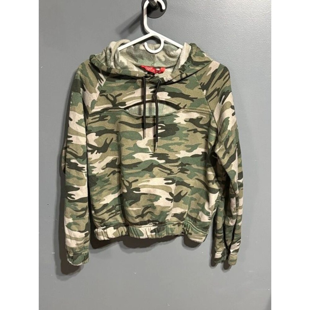 Hot Kiss Kids green camouflage hoodie Size:Large